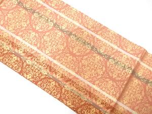 縞に花更紗模様織出し袋帯